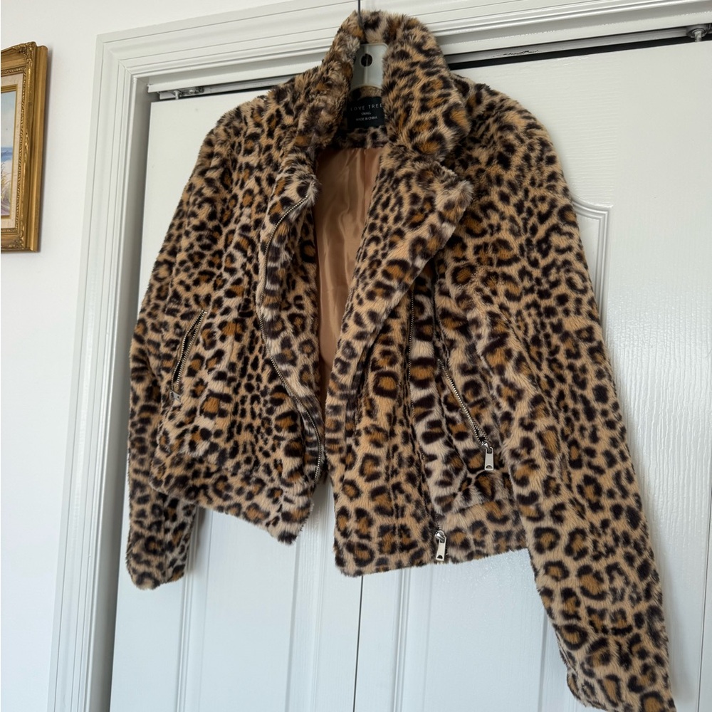 Leopard Print Faux Fur Jacket